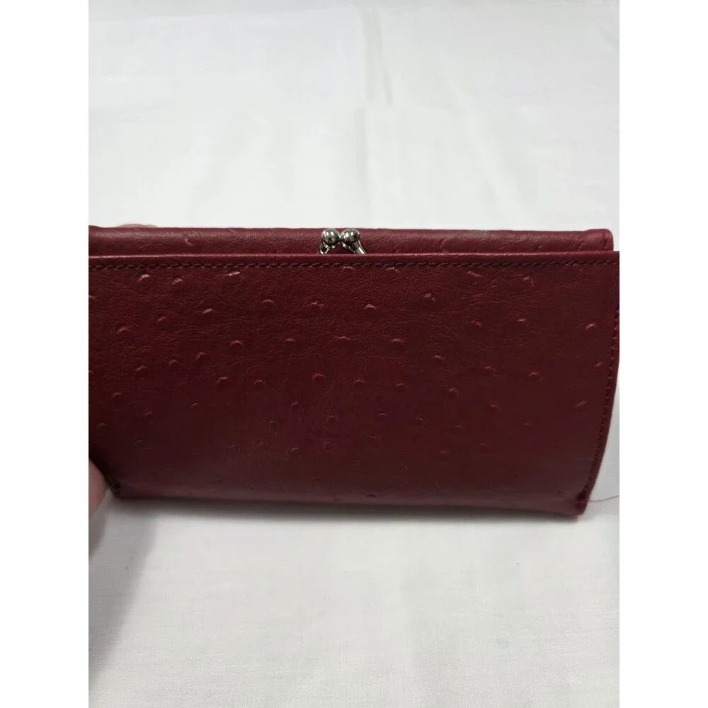 Vintage Guang Tong Red Ostrich trifold wallet